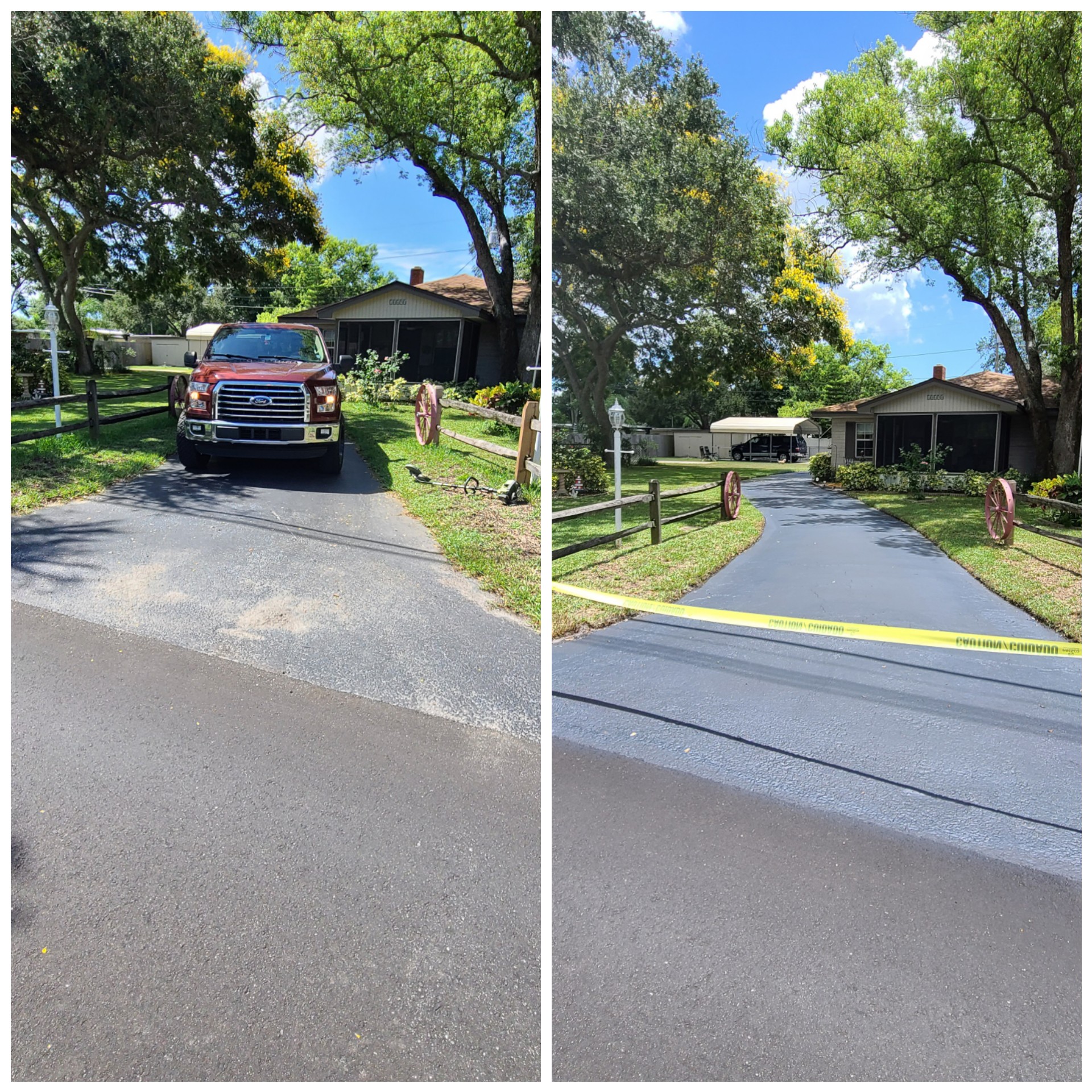 Sealing Coating on Driveway  Before & After 


